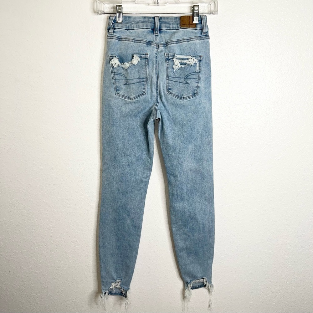 American Eagle Jeans Women 00 R Curvy Hi Rise Jegging light distressed b22 - Picture 4 of 10